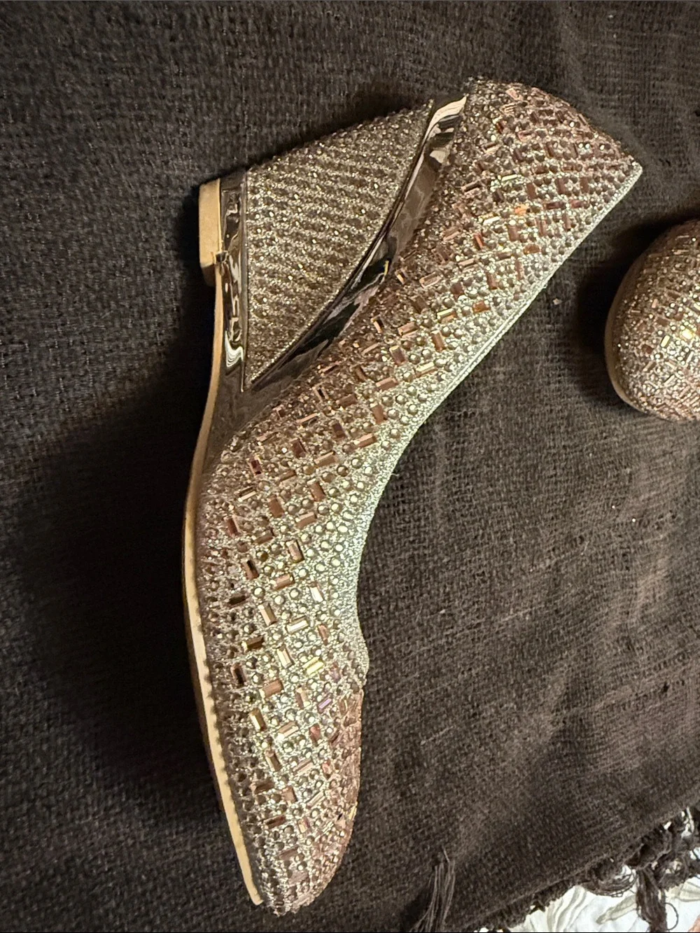 Rose Gold Crystal-Embellished Pumps